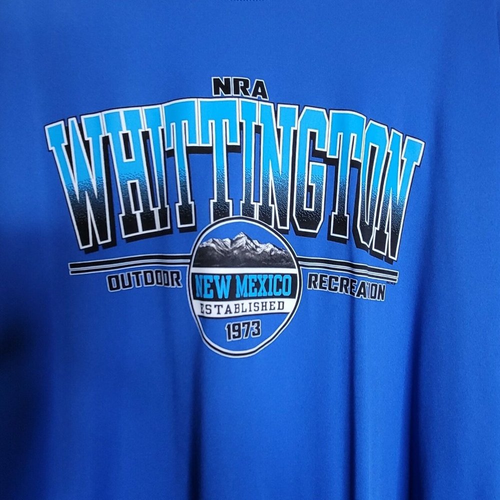 Mens NRA Whittington Outdoor Recreation T-Shirt 2XL New Mexico Blue Long Sleeve